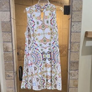 New York & Company Cream Ruffled Tiered Sundress